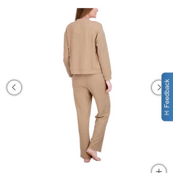 Live 2 Lounge 3piece textured lounge set knit cardigan tank & pants - Picture 4 of 5